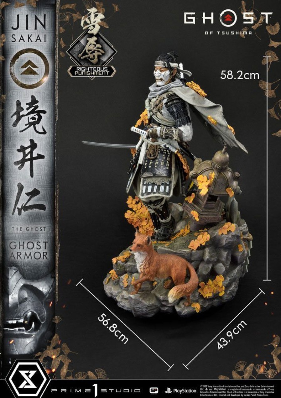 Categories Animetal | Ghost Of Tsushima Statue 1/4 Jin Sakai, The Ghost Righteous Punishment Ghost Armor 58 Cm