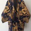 Categories Animetal | Navy Japanese Haori With Golden Koi Fish