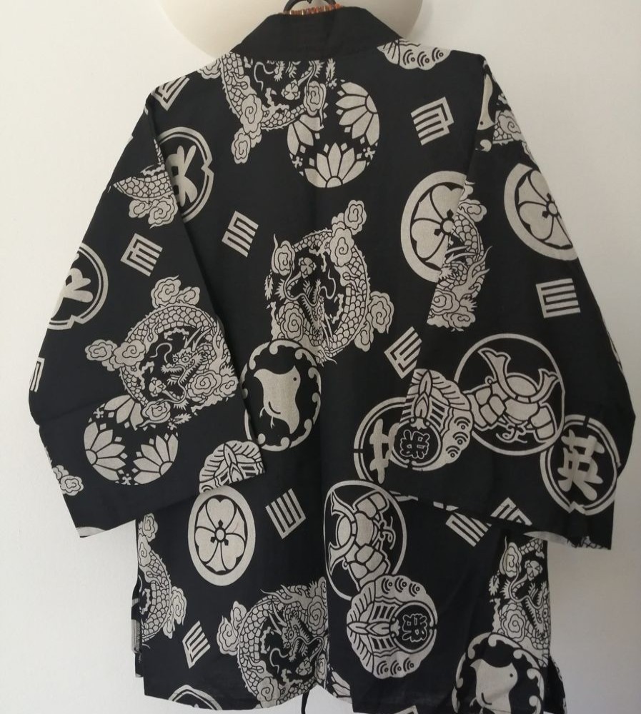 Categories Animetal | Black Japanese Haori With Dragon Print