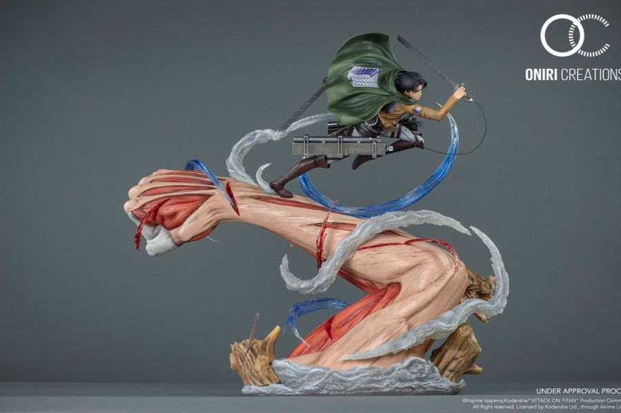 Limited Edition Statues Animetal | Attack On Titan Levi Vs. Female Titan Resin Statue 1/6 Scale Limited