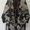 Categories Animetal | Black Japanese Haori With Fan & Koi Fish Print