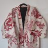 Categories Animetal | White Japanese Haori With Red Koi Fish Pattern